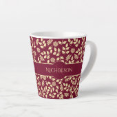 Tasse Latte Élégant nom Monogramme Feuille Motif de marguerite (Angle droit)
