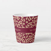 Tasse Latte Élégant nom Monogramme Feuille Motif de marguerite (Devant)