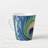 Tasse Latte Elégant Peacock Feather Mandala (Angle gauche)