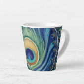 Tasse Latte Elégant Peacock Feather Mandala (Angle droit)