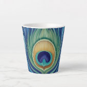 Tasse Latte Elégant Peacock Feather Mandala (Devant)