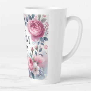 Tasse Latte Elegant Peony & Pastel Blossoms Cadeau de la Fête