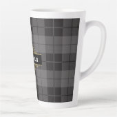 Tasse Latte Élégant Plaid Tartan Monogramme Noir Or (Droite)