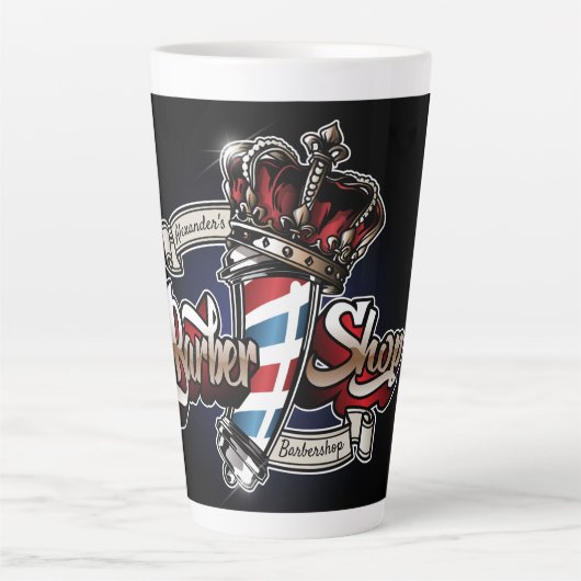 Tasse Latte Élégant poteau en coiffure et couronne Personnalis (Devant)