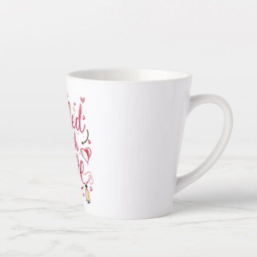 Tasse Latte Elegant Red Script with Champagne (Droite)