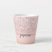 Tasse Latte Élégant Rose Rose Gold Parties scintillant Monogra (Devant)