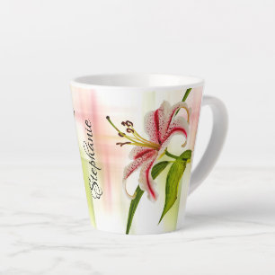 Tasse Latte Elégant rose Stargazer Lily Floral Photographie
