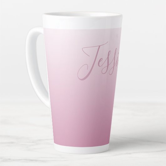 Tasse Latte Élégant script et rose modifiable (n'importe quell (Angle gauche)
