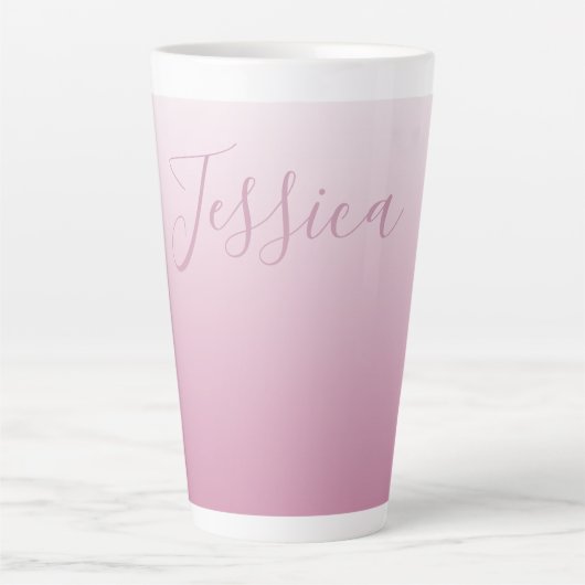 Tasse Latte Élégant script et rose modifiable (n'importe quell (Devant)