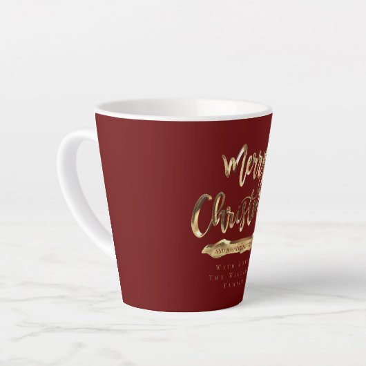 Tasse Latte Élégant Script Joyeux Noël et Bonne Année (Angle gauche)