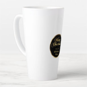Tasse Latte Élégant Script moderne Noir et Or Noël