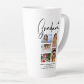 Tasse Latte Élégant Script Multi Photo Graduate (Angle droit)