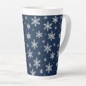 Tasse Latte Elegant Silver Snowflake | Winter Holiday  (Angle droit)
