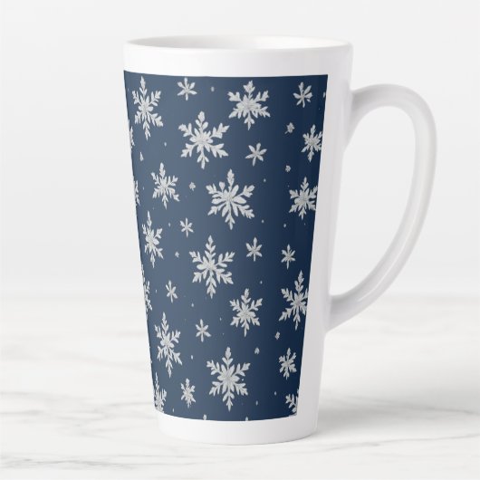 Tasse Latte Elegant Silver Snowflake | Winter Holiday  (Droite)