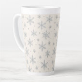 Tasse Latte Elegant Silver Snowflake | Winter Holiday  (Angle gauche)