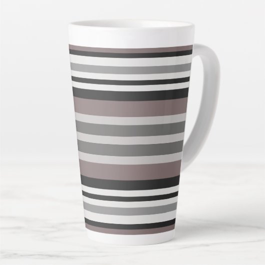 Tasse Latte Elégant Tons Terre Brown Savannah Stripes Motif (Angle droit)