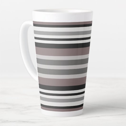 Tasse Latte Elégant Tons Terre Brown Savannah Stripes Motif (Angle gauche)