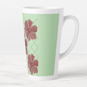 Tasse Latte Élégant treillis floral bordeaux et vert sauge Pat