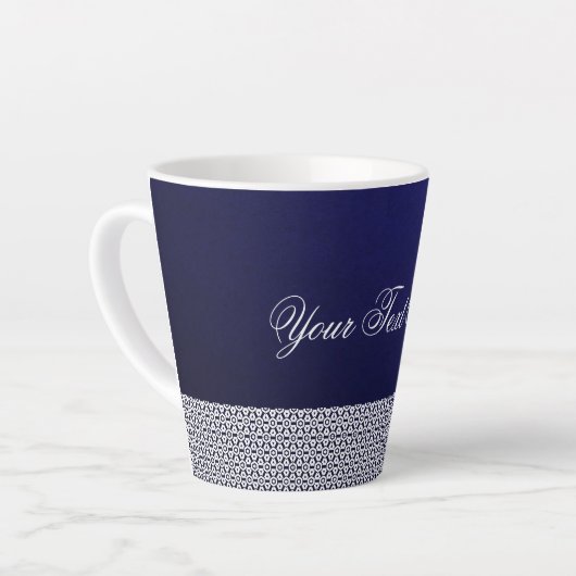Tasse Latte Elégant vectoriel ornemental bleu main blanche (Angle gauche)