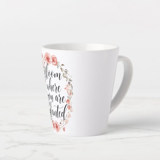 Tasse Latte Elegant Watercolor Botanical Message (Angle droit)
