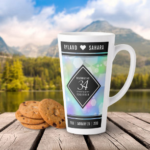Tasse Latte Élégante 34e anniversaire du Mariage Opal