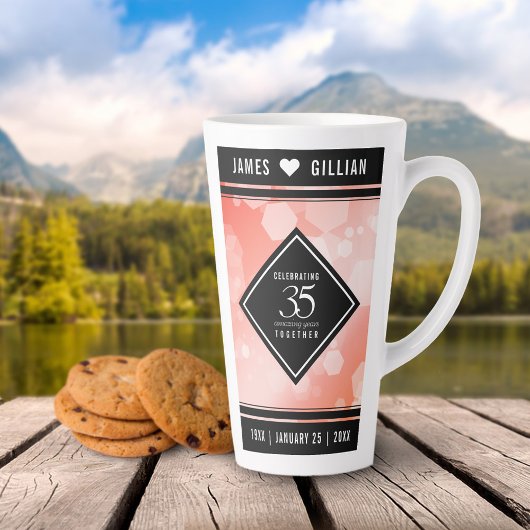 Tasse Latte Elégante 35ème anniversaire de Mariage de corail