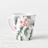Tasse Latte Elégante aquarelle Botanique Noël (Angle gauche)