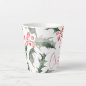 Tasse Latte Elégante aquarelle Botanique Noël (Devant)