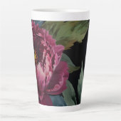 Tasse Latte Elégante aquarelle florale rose foncé (Devant)