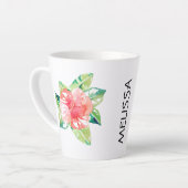 Tasse Latte Elégante aquarelle Hibiscus Tropical Floral (Angle gauche)