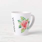 Tasse Latte Elégante aquarelle Hibiscus Tropical Floral (Angle droit)
