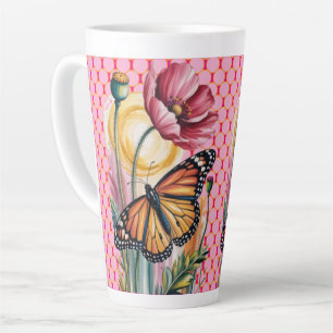 Tasse Latte Elégante carte de voeux florale aquarelle