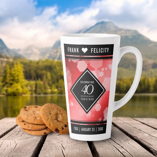 Tasse Latte Élégante célébration du 40e anniversaire du Mariag