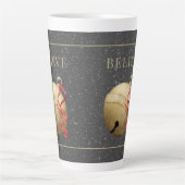 Tasse Latte Élégante cloche de Jingle, CROYER avec neige (Devant)