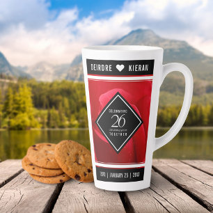 Tasse Latte Élégante fête du 26e anniversaire du Mariage Rose