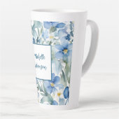 Tasse Latte Elégante Fleurs Bleues Bleues Bleues Rétro (Angle droit)