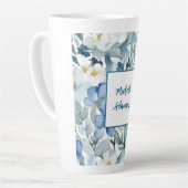 Tasse Latte Elégante Fleurs Bleues Bleues Bleues Rétro (Angle gauche)
