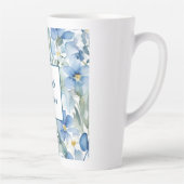 Tasse Latte Elégante Fleurs Bleues Bleues Bleues Rétro (Droite)