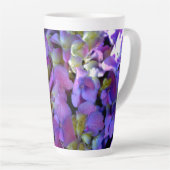 Tasse Latte Elégante magenta rose violet foncé hydrangées flor (Angle droit)