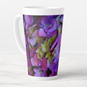 Tasse Latte Elégante magenta rose violet foncé hydrangées flor