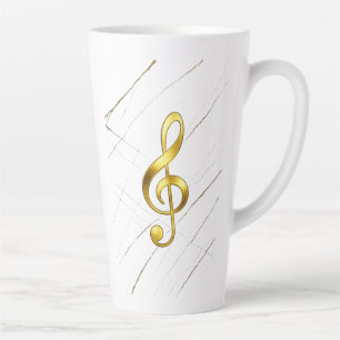 Tasse Latte Élégante Maison d'Art de Clef de Triple en Or