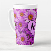 Tasse Latte Élégante marguerite florale magenta rose foncé (Angle gauche)