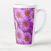 Tasse Latte Élégante marguerite florale magenta rose foncé (Droite)