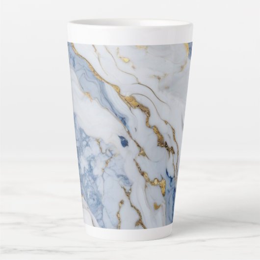 Tasse Latte Elégante motif en granit bleu blanc (Devant)