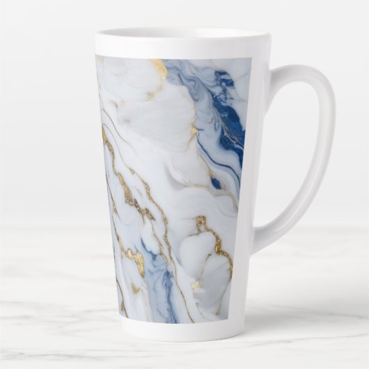 Tasse Latte Elégante motif en granit bleu blanc (Droite)