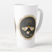 Tasse Latte Elégante Reine Abeille rose Roses Gris Or (Angle droit)