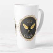 Tasse Latte Elégante Reine d'Abeille gris or jaune (Angle droit)