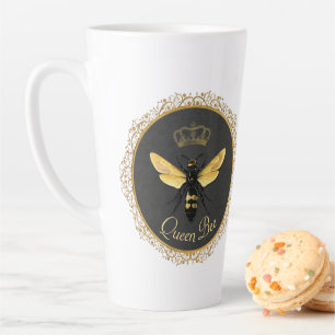 Tasse Latte Élégante reine française jaune d'or gris d'abeille