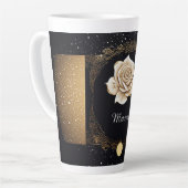 Tasse Latte Elégante Rose blanche et Gold Design (Angle gauche)