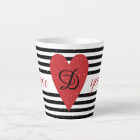 Élégantes rayures noir et blanc et coeur rouge